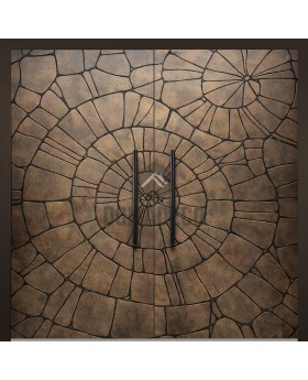 LIM M30 dubbel - aluminium dubbele deur met scharnieren en bruine textuur van gefreesd metaal