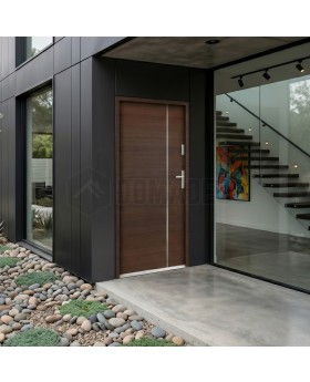 Moderne voordeur van mahoniehout