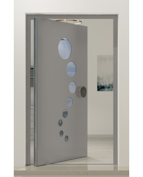 PIVOT 12E - Aluminium draaideur met ronde ramen