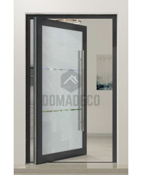 PIVOT Glass S2 - aluminium matte taatsdeur met twee transparante strepen