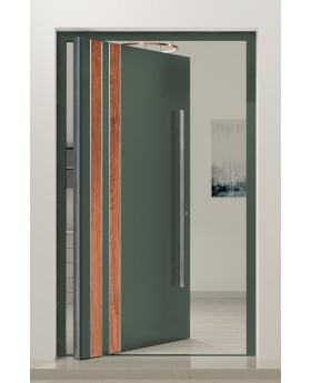 PIVOT V28 - aluminium voordeur met houten decor