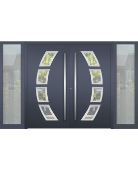 Aluminium LIM dubbele deur met glazen panelen links en rechts / zijlicht