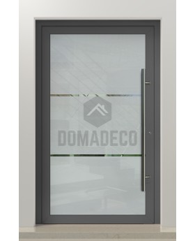PIVOT Glass S2 - aluminium matte taatsdeur met twee transparante strepen