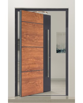 PIVOT V36 - aluminium draaideur met houten decor