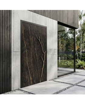 Aluminium scharnierende deur bekleed met Noir Desir gesinterd kwarts