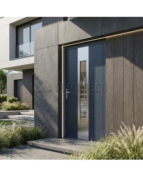 antraciet aluminium voordeur met glas