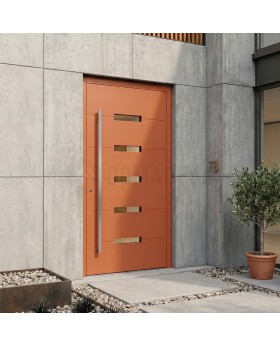 Oranje, moderne aluminium voordeur