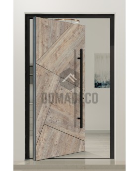 PIVOT WOODLINE 3 - draaideur met dekking in dennenhout imitatie Platinum