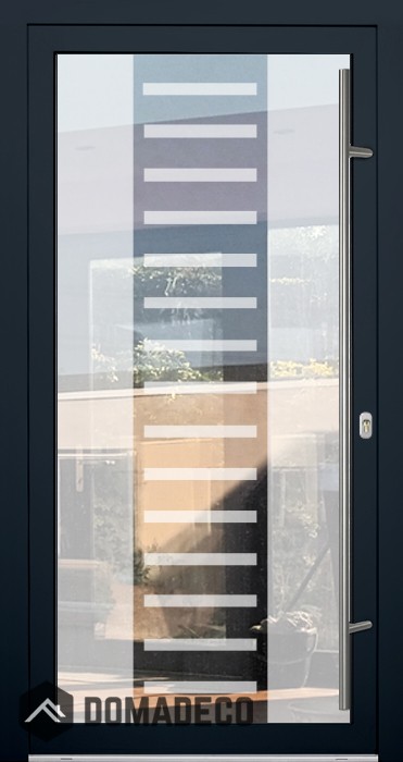 LIM Glass S6 - enkele zandkleurige aluminium deur met een transparant decor