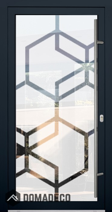 LIM Glass S13 - matte aluminium veiligheidsdeur met een transparant decor