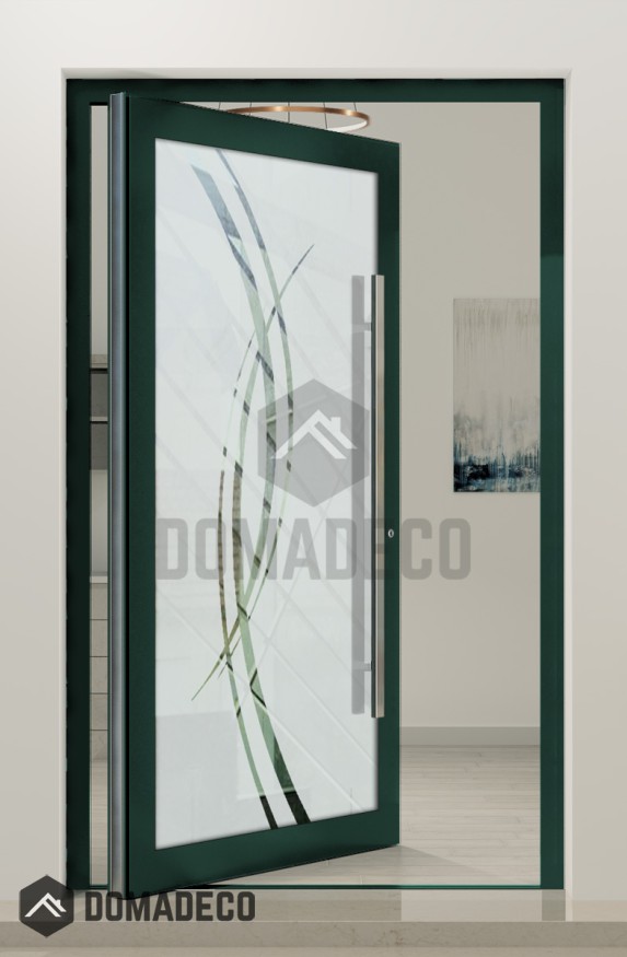 PIVOT Glass S2 - aluminium matte taatsdeur met twee transparante strepen
