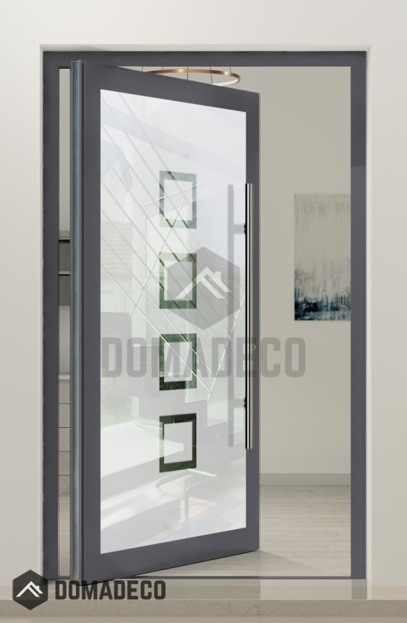 PIVOT Glass S2 - aluminium matte taatsdeur met twee transparante strepen