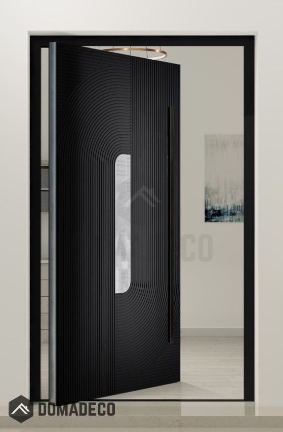 PIVOT V22 - aluminium draaideur met houten decor