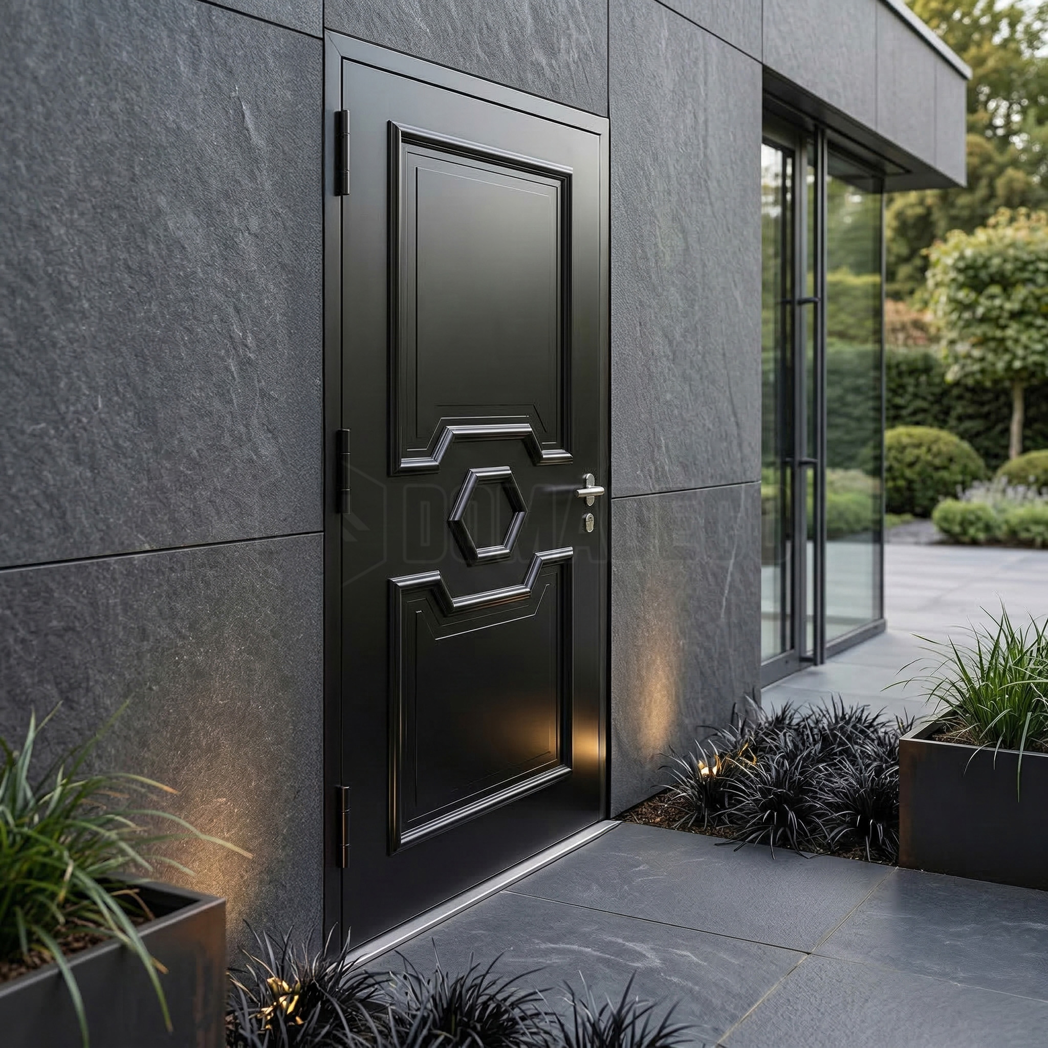Zwarte aluminium deur
