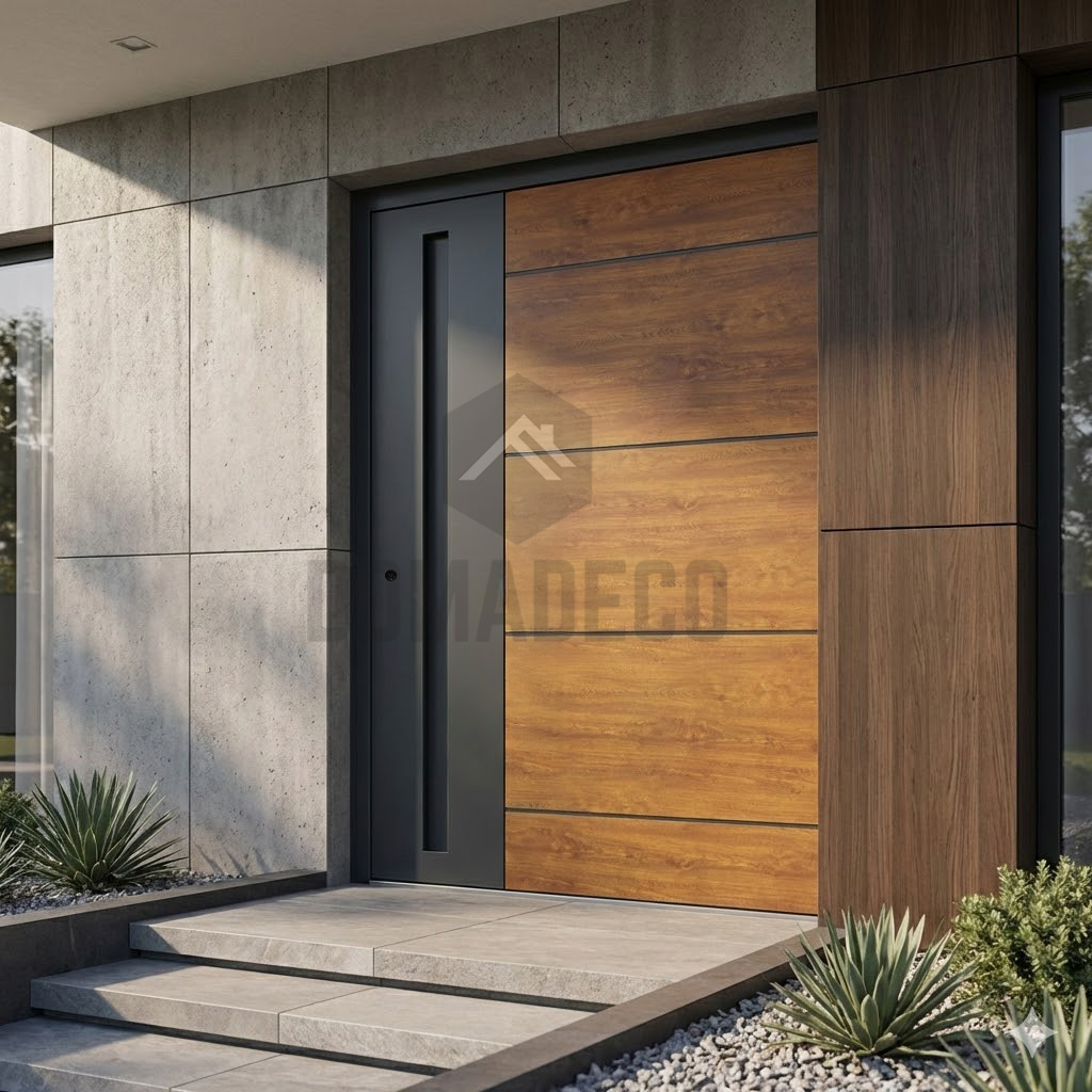 Aluminium deur in houtkleur