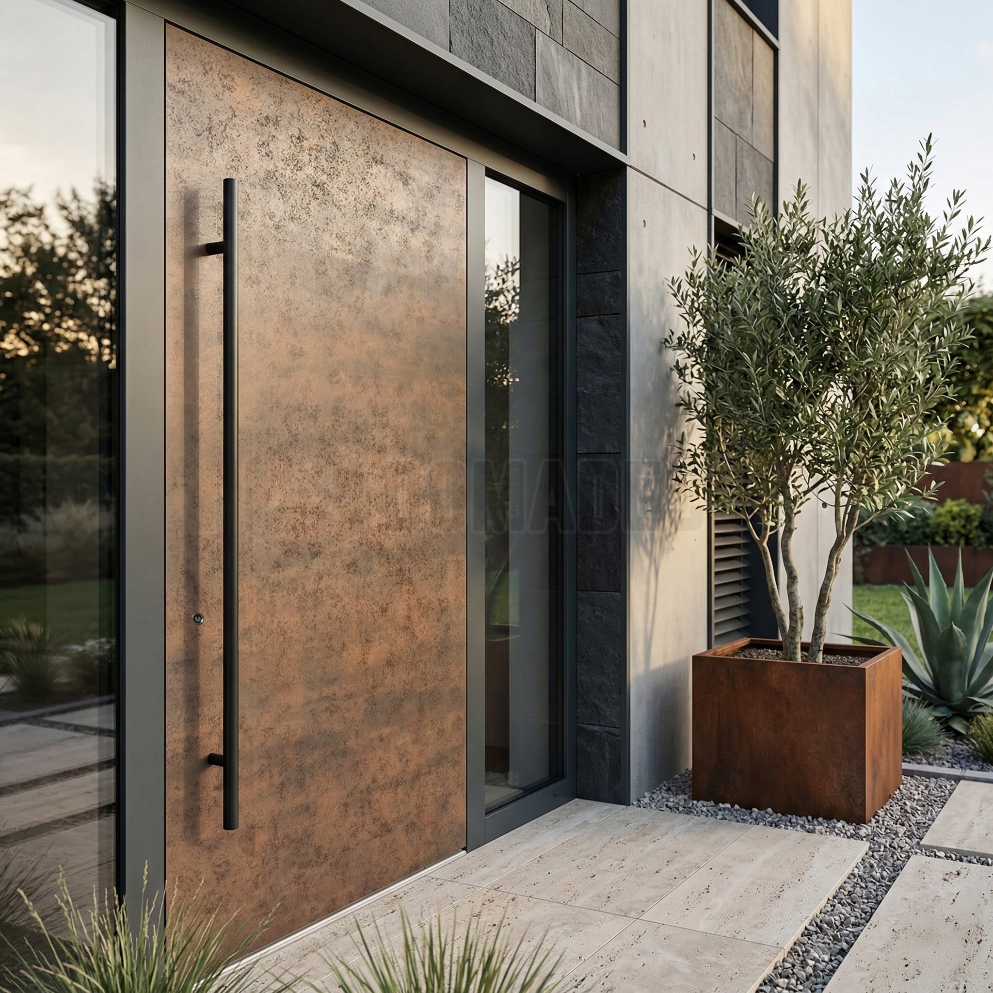 Aluminium voordeur met een laag gesinterd kwarts