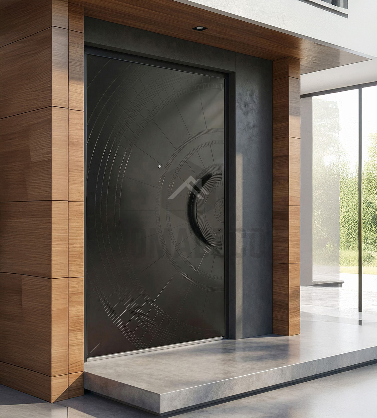 Zwarte aluminium draaideur