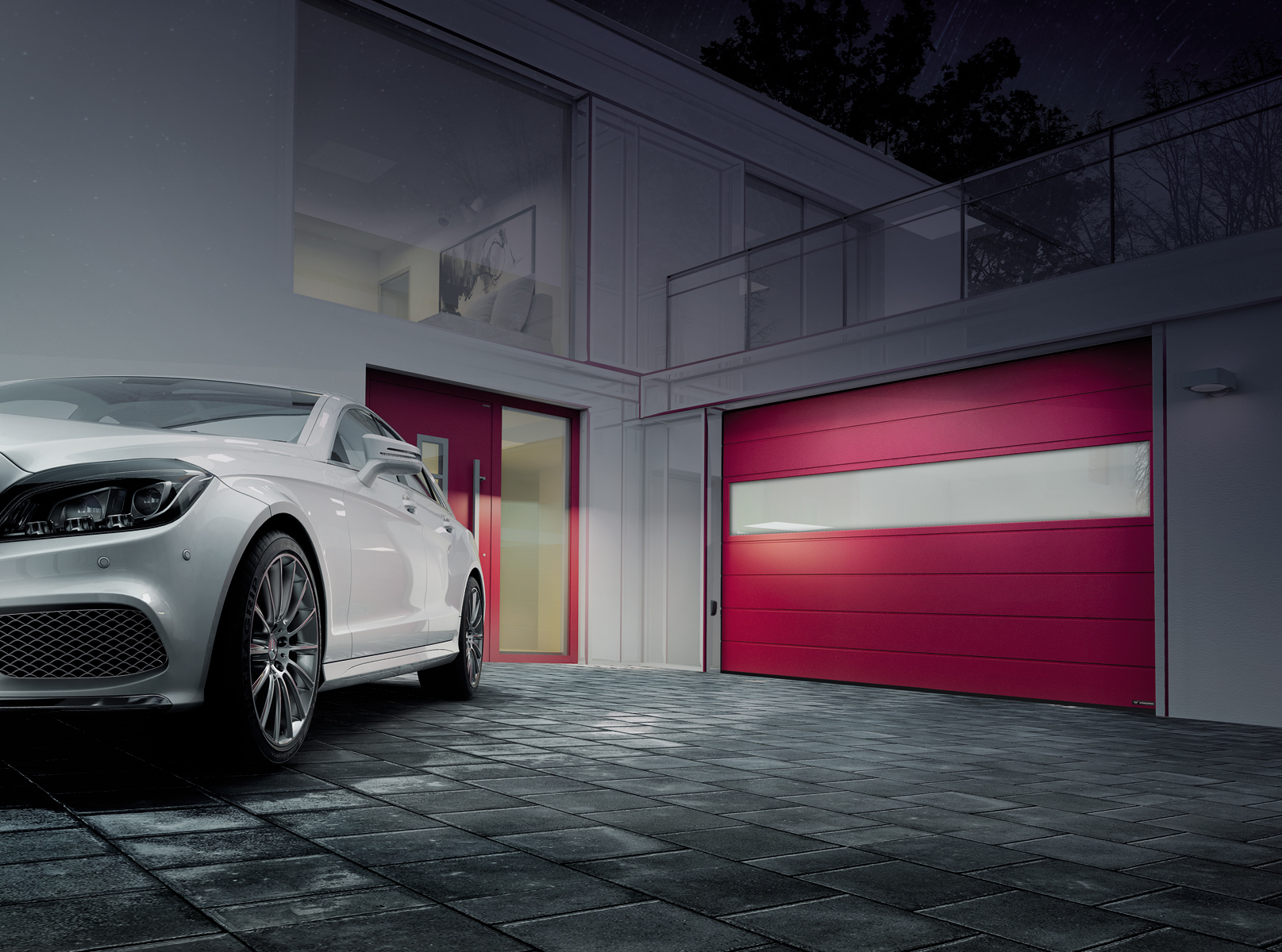 Rode sectionaalgaragedeur